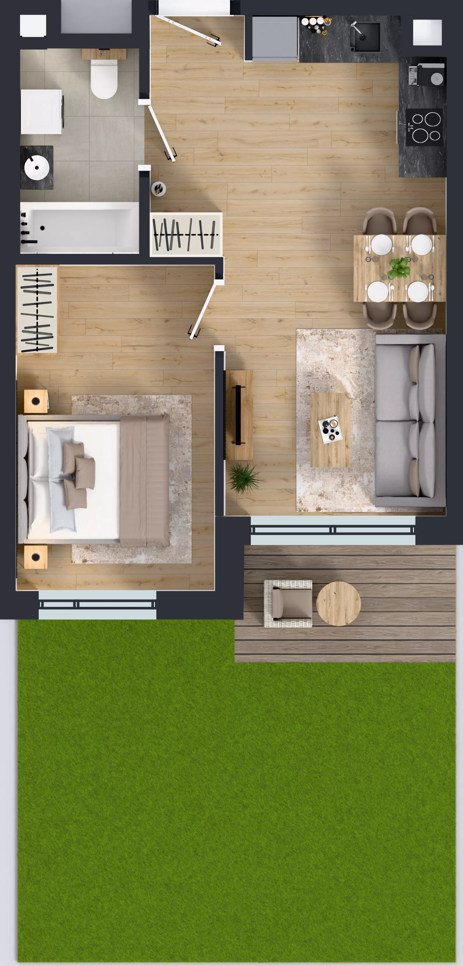 2 pokoje, mieszkanie 39,53 m², parter, oferta nr D/5, Przystań Brzeźno - etap II, Gdańsk, Brzeźno, ul. Uczniowska