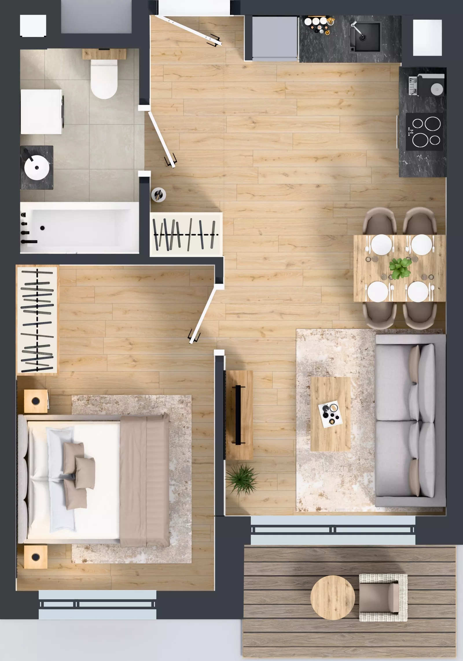2 pokoje, mieszkanie 39,43 m², piętro 1, oferta nr D/12, Przystań Brzeźno - etap II, Gdańsk, Brzeźno, ul. Uczniowska