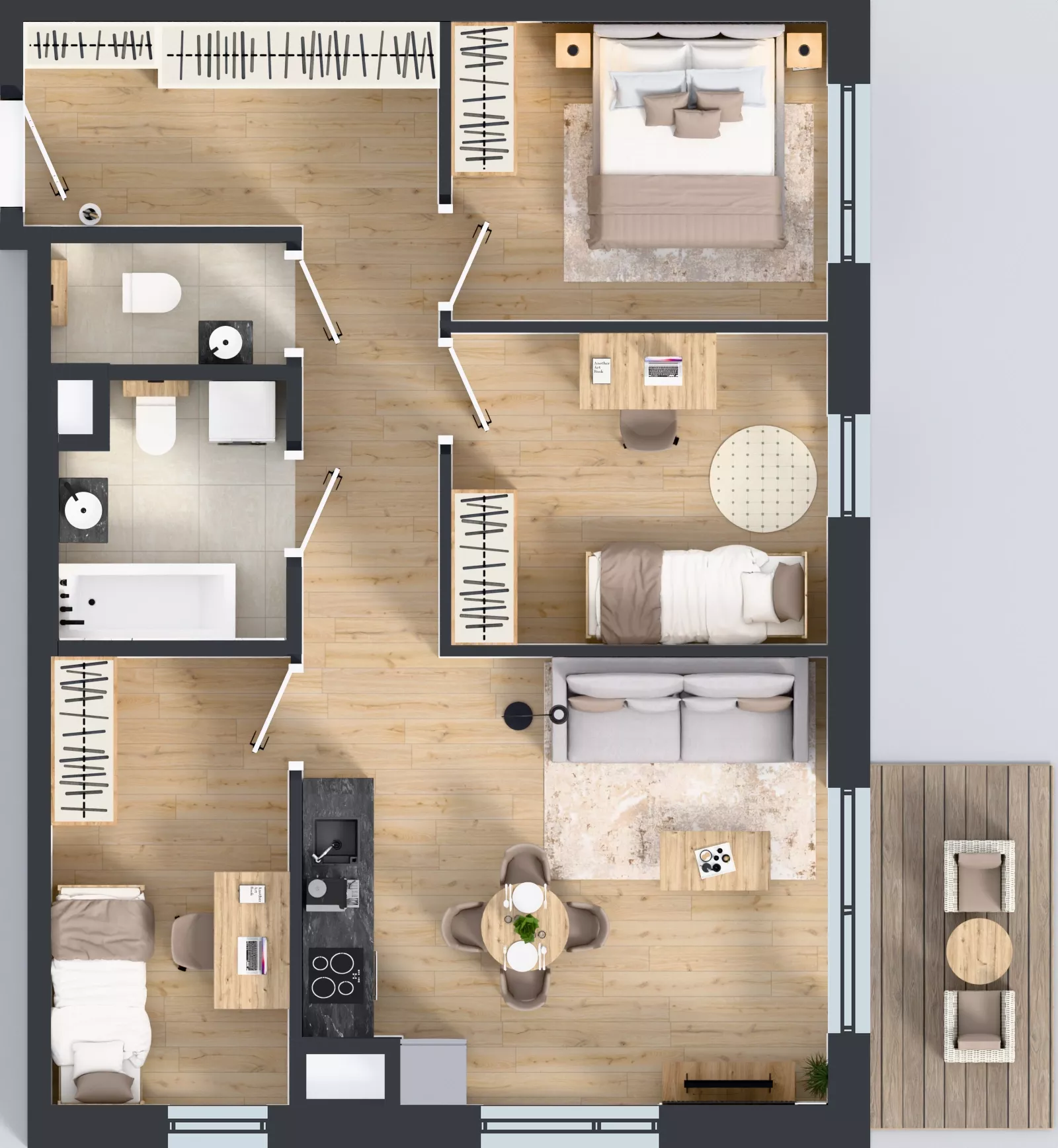 4 pokoje, mieszkanie 64,73 m², piętro 2, oferta nr D/16, Przystań Brzeźno - etap II, Gdańsk, Brzeźno, ul. Uczniowska