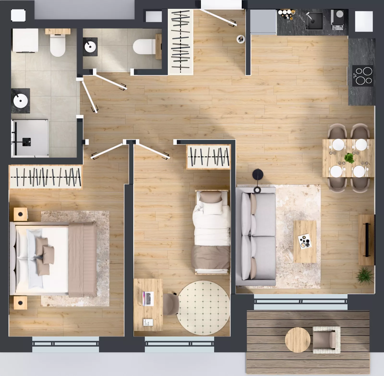 3 pokoje, mieszkanie 58,39 m², piętro 2, oferta nr D/17, Przystań Brzeźno - etap II, Gdańsk, Brzeźno, ul. Uczniowska