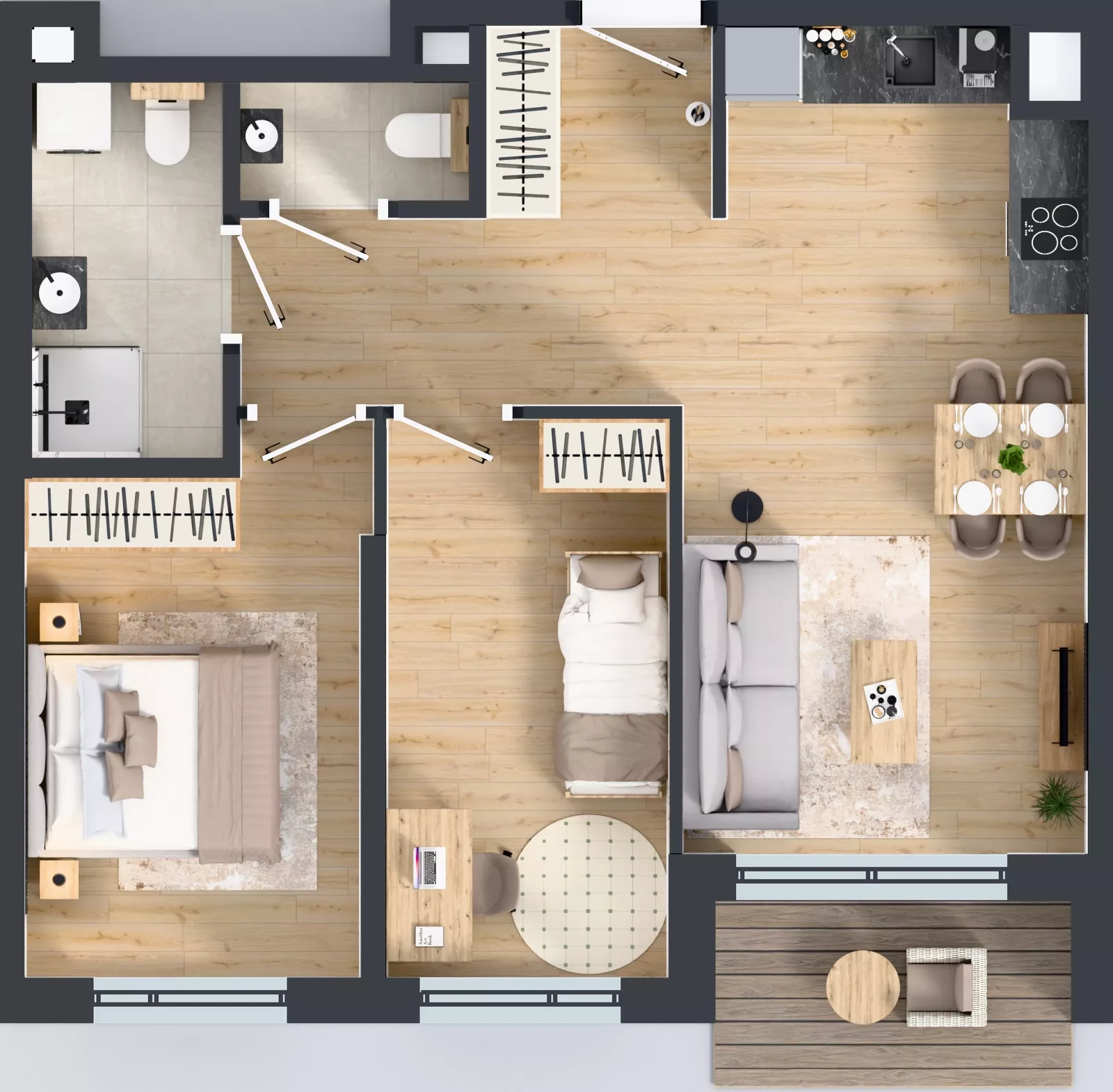 3 pokoje, mieszkanie 58,34 m², piętro 3, oferta nr D/24, Przystań Brzeźno - etap II, Gdańsk, Brzeźno, ul. Uczniowska