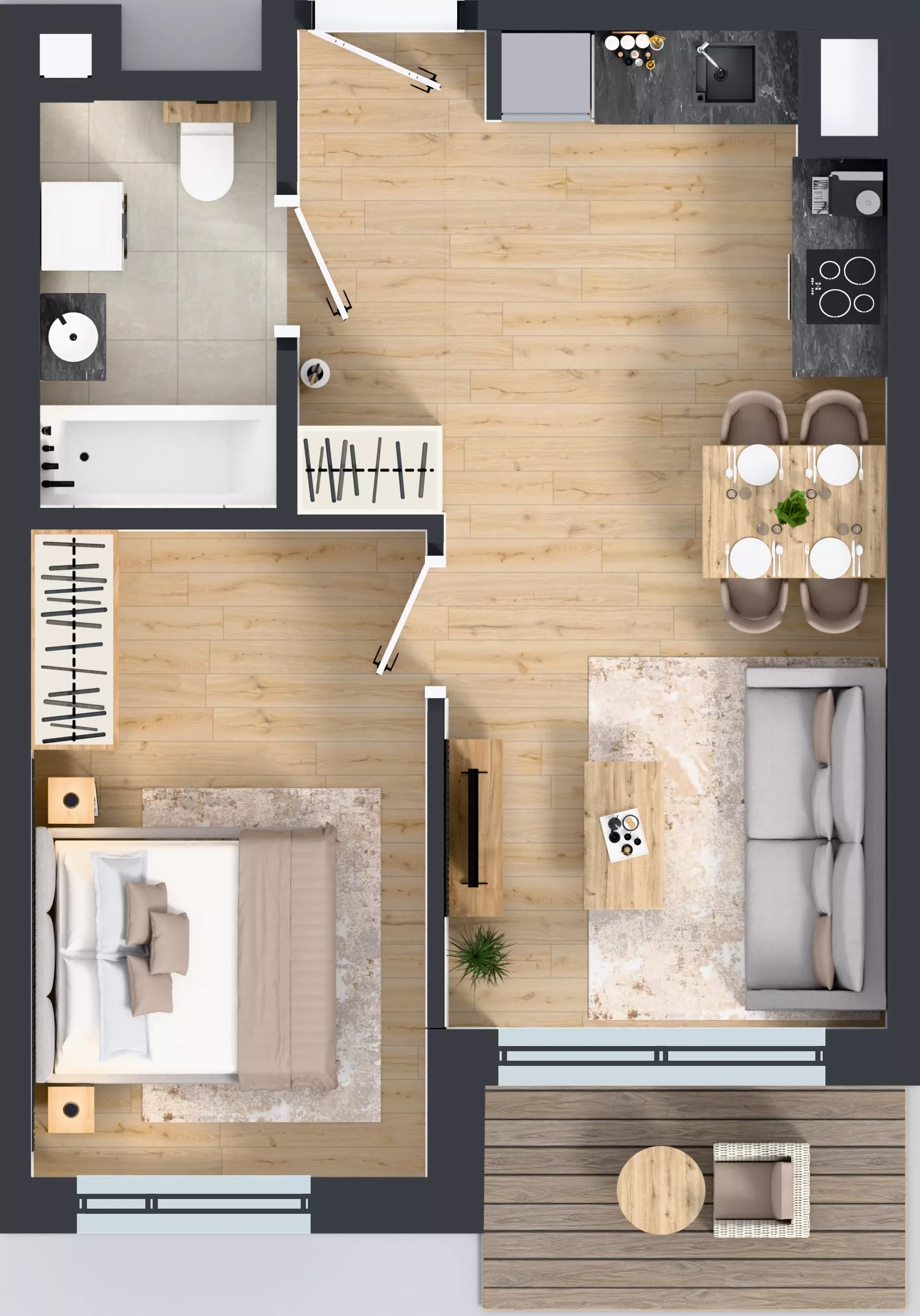 2 pokoje, mieszkanie 39,45 m², piętro 3, oferta nr D/26, Przystań Brzeźno - etap II, Gdańsk, Brzeźno, ul. Uczniowska