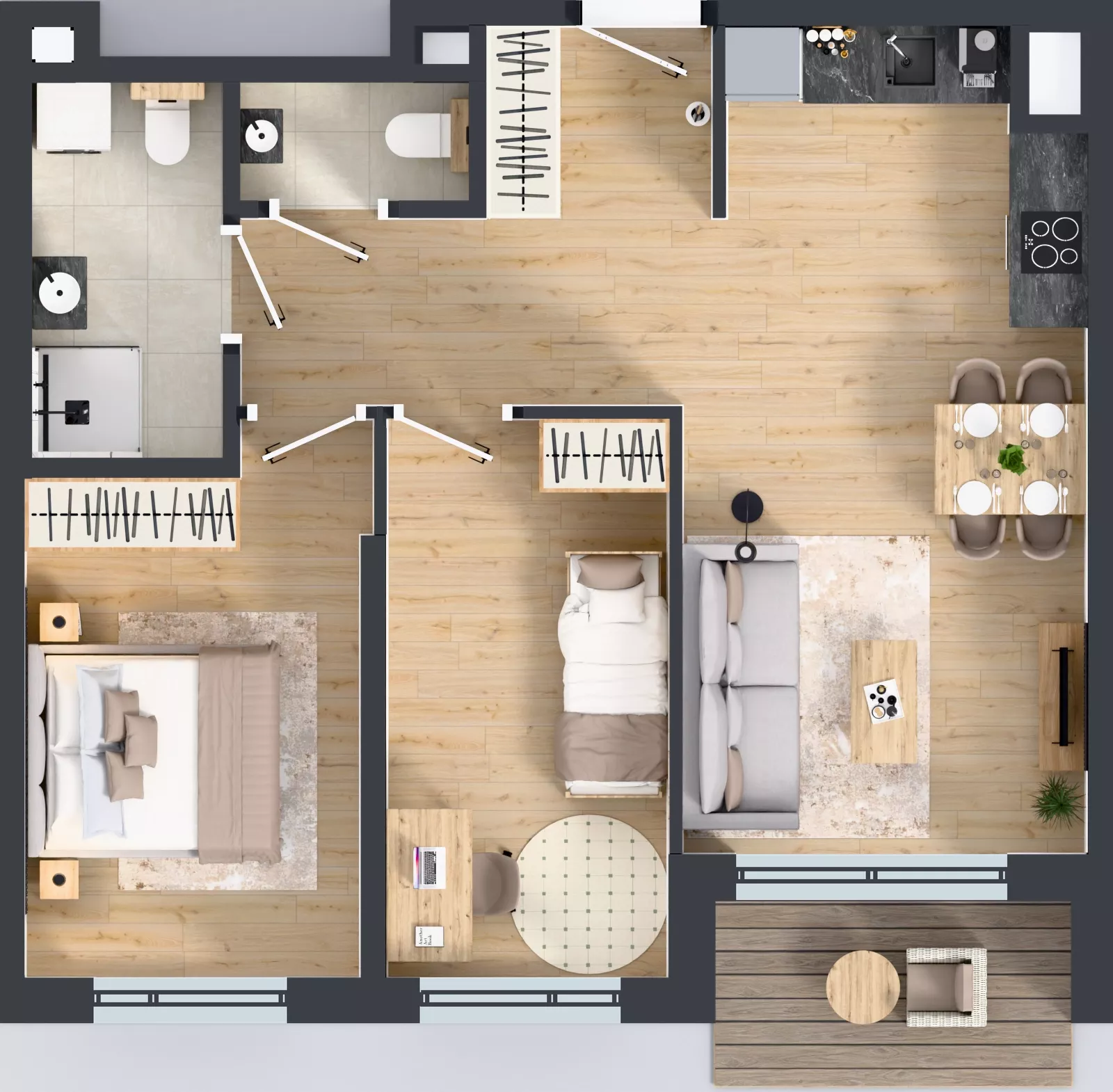 3 pokoje, mieszkanie 58,29 m², piętro 4, oferta nr D/31, Przystań Brzeźno - etap II, Gdańsk, Brzeźno, ul. Uczniowska