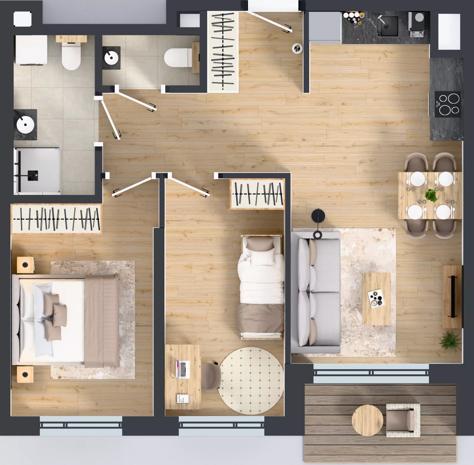 3 pokoje, mieszkanie 58,27 m², piętro 5, oferta nr D/38, Przystań Brzeźno - etap II, Gdańsk, Brzeźno, ul. Uczniowska