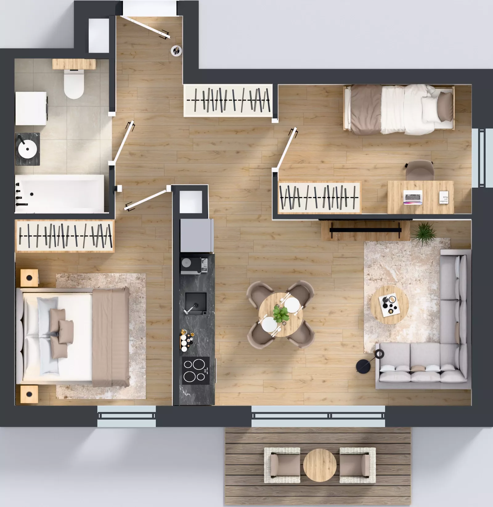 3 pokoje, mieszkanie 47,59 m², piętro 2, oferta nr A1/7, Gdańskie Zacisze, Gdańsk, Kokoszki, ul. Bysewska