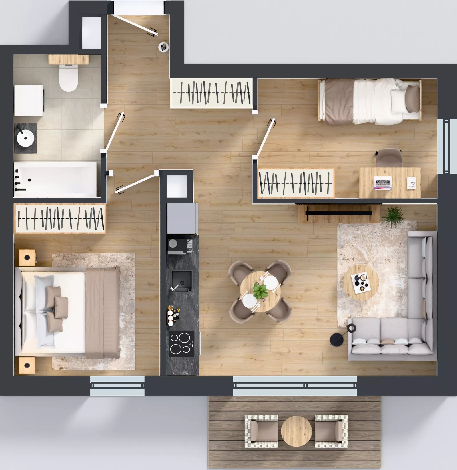 3 pokoje, mieszkanie 47,59 m², piętro 1, oferta nr A2/3, Gdańskie Zacisze, Gdańsk, Kokoszki, ul. Bysewska
