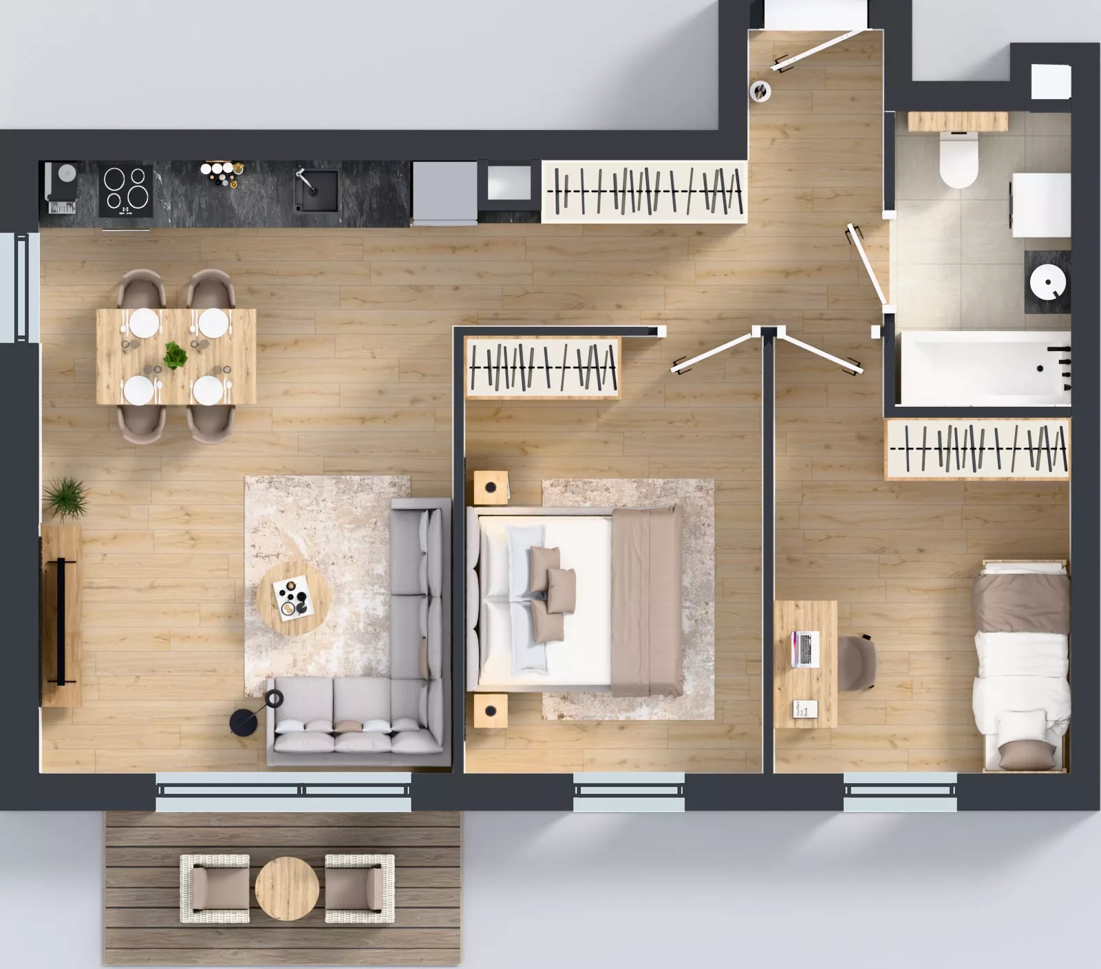 3 pokoje, mieszkanie 56,27 m², piętro 1, oferta nr A3/2, Gdańskie Zacisze, Gdańsk, Kokoszki, ul. Bysewska