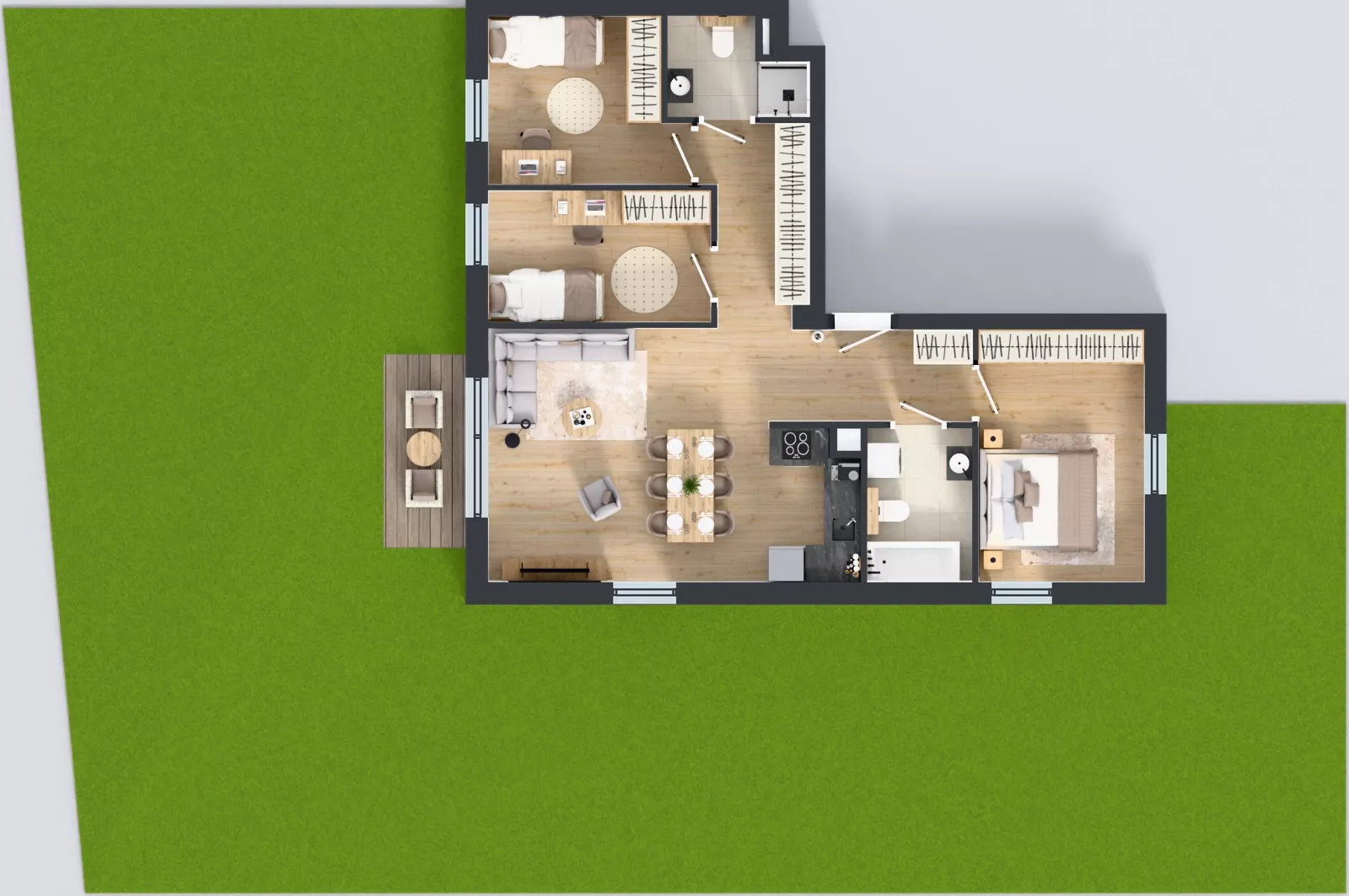 4 pokoje, mieszkanie 74,23 m², parter, oferta nr B2/1, Gdańskie Zacisze, Gdańsk, Kokoszki, ul. Bysewska