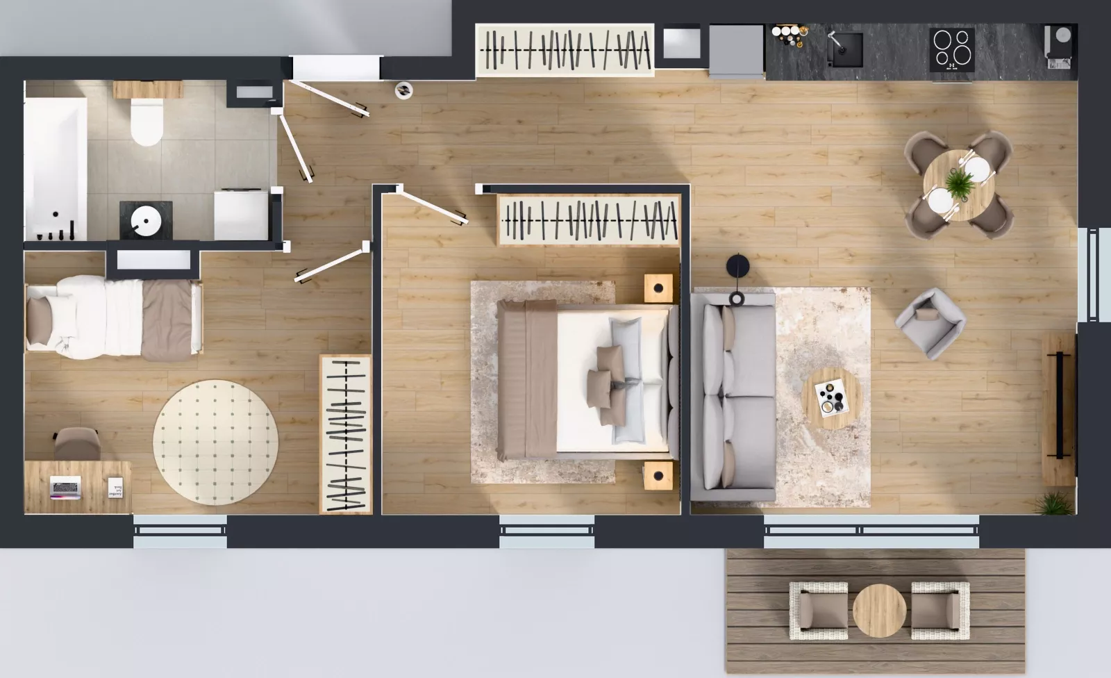 3 pokoje, mieszkanie 59,22 m², piętro 1, oferta nr B2/4, Gdańskie Zacisze, Gdańsk, Kokoszki, ul. Bysewska