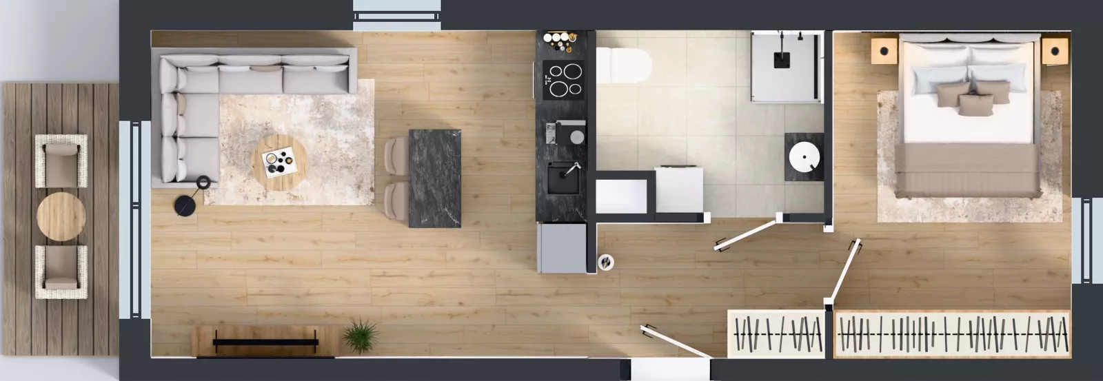 2 pokoje, mieszkanie 43,58 m², piętro 1, oferta nr B2/5, Gdańskie Zacisze, Gdańsk, Kokoszki, ul. Bysewska