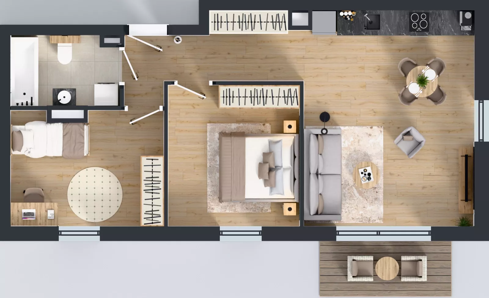 3 pokoje, mieszkanie 58,29 m², piętro 2, oferta nr B2/7, Gdańskie Zacisze, Gdańsk, Kokoszki, ul. Bysewska
