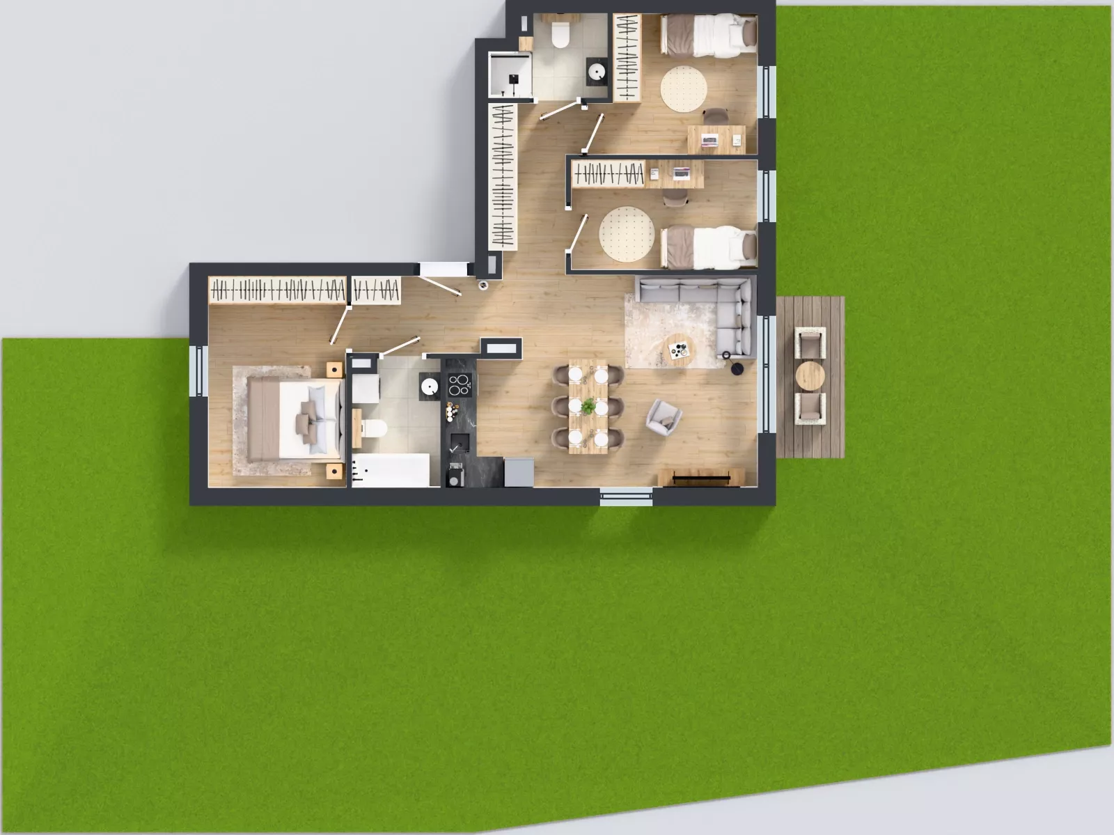 4 pokoje, mieszkanie 74,12 m², parter, oferta nr B3/1, Gdańskie Zacisze, Gdańsk, Kokoszki, ul. Bysewska