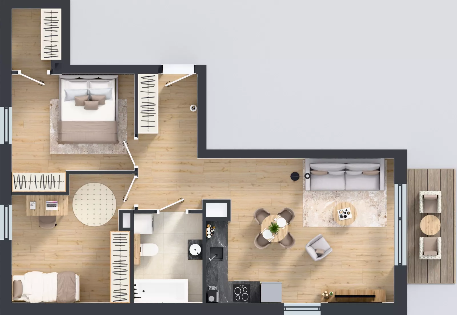 3 pokoje, mieszkanie 59,72 m², piętro 2, oferta nr B3/6, Gdańskie Zacisze, Gdańsk, Kokoszki, ul. Bysewska