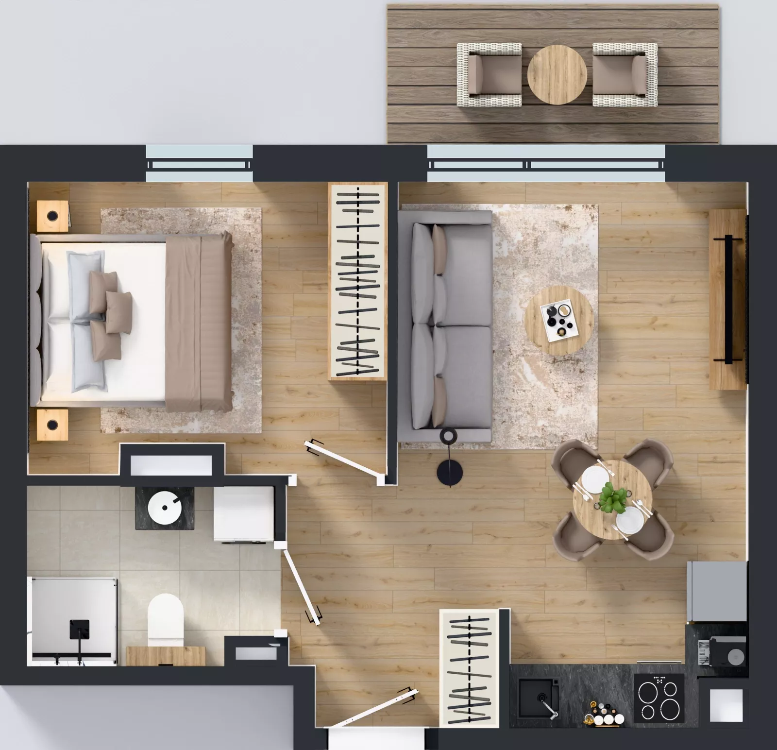 2 pokoje, mieszkanie 36,31 m², piętro 2, oferta nr B3/7, Gdańskie Zacisze, Gdańsk, Kokoszki, ul. Bysewska