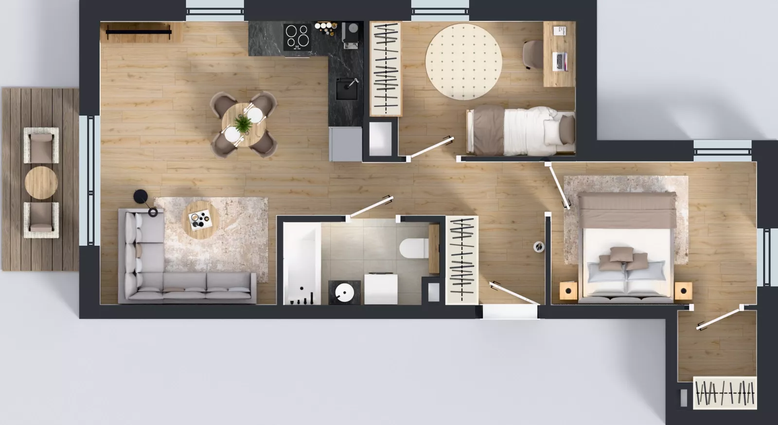 3 pokoje, mieszkanie 53,85 m², piętro 1, oferta nr C2/3, Gdańskie Zacisze, Gdańsk, Kokoszki, ul. Bysewska