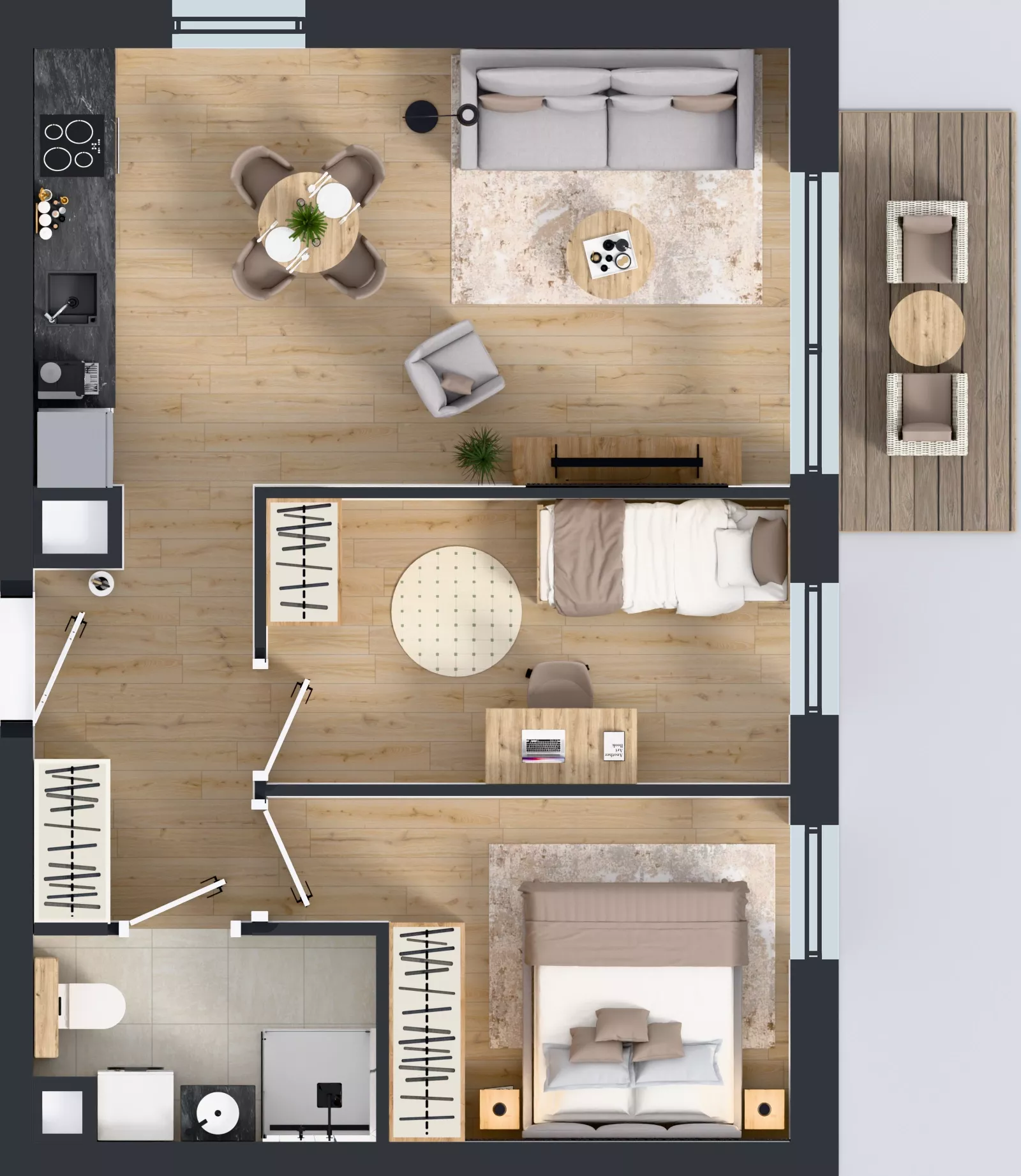 3 pokoje, mieszkanie 49,73 m², piętro 1, oferta nr C2/5, Gdańskie Zacisze, Gdańsk, Kokoszki, ul. Bysewska