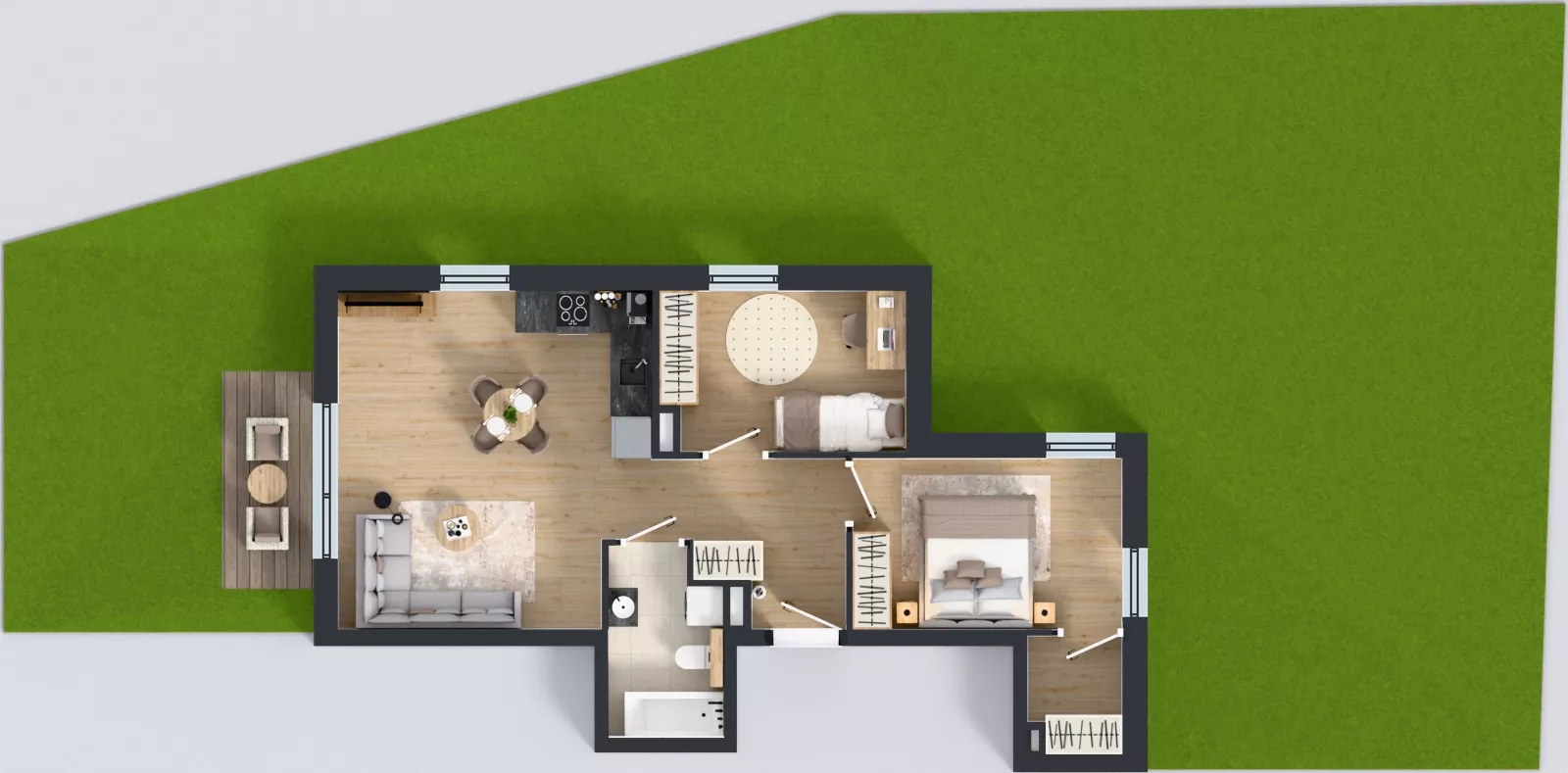3 pokoje, mieszkanie 56,94 m², parter, oferta nr C3/1, Gdańskie Zacisze, Gdańsk, Kokoszki, ul. Bysewska