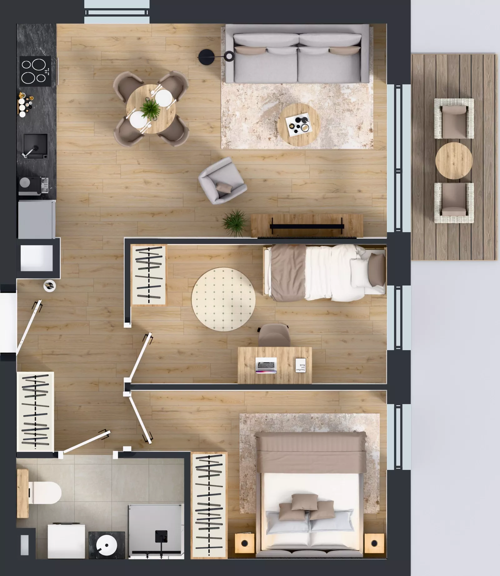 3 pokoje, mieszkanie 48,72 m², piętro 2, oferta nr C3/8, Gdańskie Zacisze, Gdańsk, Kokoszki, ul. Bysewska