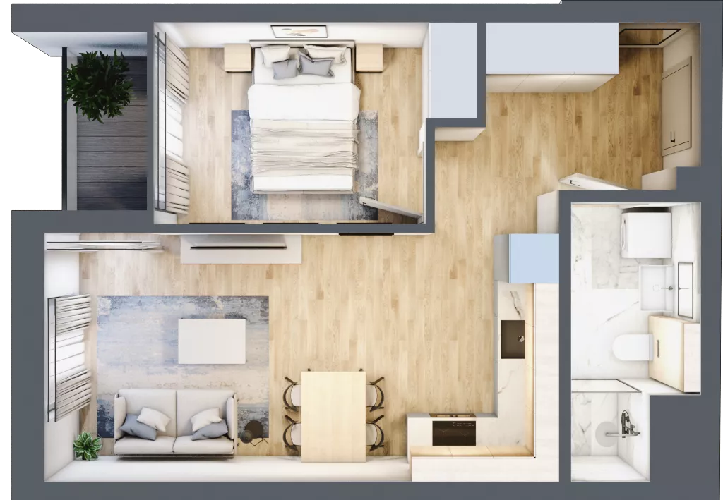 2 pokoje, mieszkanie 38,51 m², piętro 1, oferta nr G/3, DOKI Living - etap II, Gdańsk, Śródmieście, ul. Popiełuszki / Rybaki Górne
