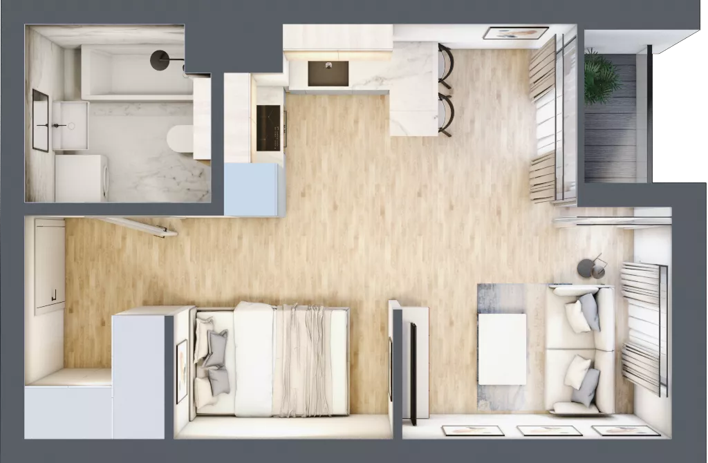 1 pokój, mieszkanie 31,00 m², piętro 1, oferta nr G/10, DOKI Living - etap II, Gdańsk, Śródmieście, ul. Popiełuszki / Rybaki Górne
