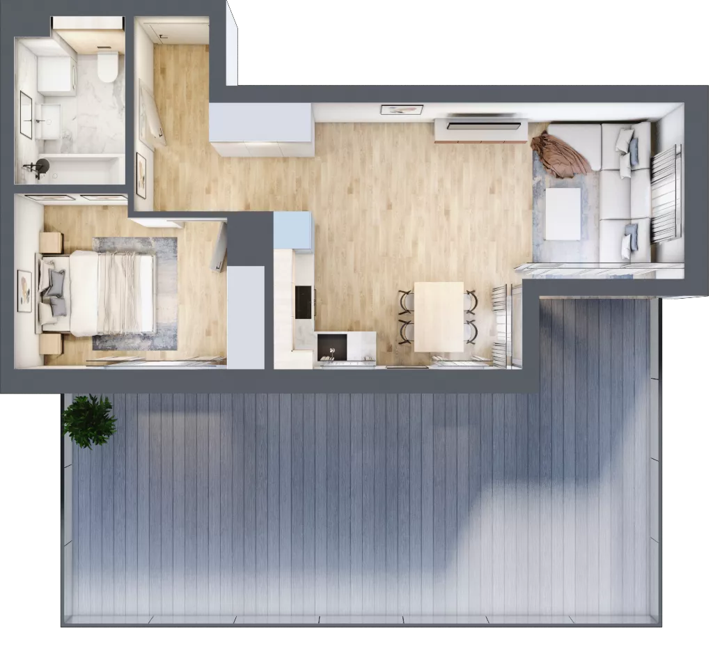 2 pokoje, mieszkanie 44,64 m², piętro 1, oferta nr G/11, DOKI Living - etap II, Gdańsk, Śródmieście, ul. Popiełuszki / Rybaki Górne