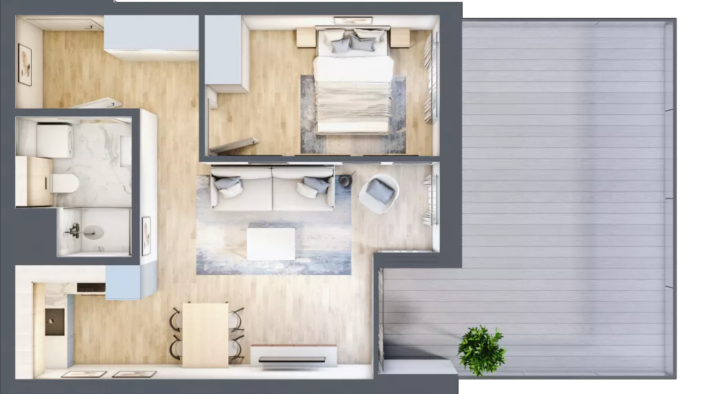 2 pokoje, mieszkanie 41,91 m², piętro 1, oferta nr G/12, DOKI Living - etap II, Gdańsk, Śródmieście, ul. Popiełuszki / Rybaki Górne