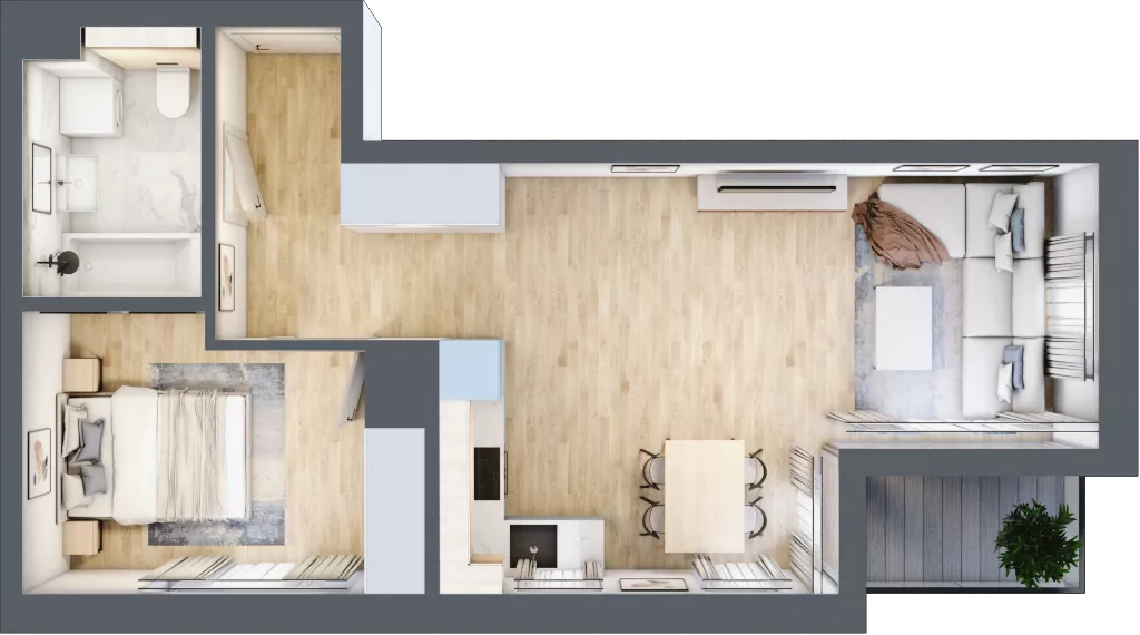 2 pokoje, mieszkanie 44,90 m², piętro 2, oferta nr G/23, DOKI Living - etap II, Gdańsk, Śródmieście, ul. Popiełuszki / Rybaki Górne