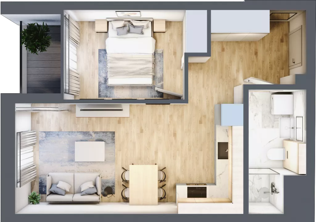 2 pokoje, mieszkanie 38,51 m², piętro 3, oferta nr G/27, DOKI Living - etap II, Gdańsk, Śródmieście, ul. Popiełuszki / Rybaki Górne