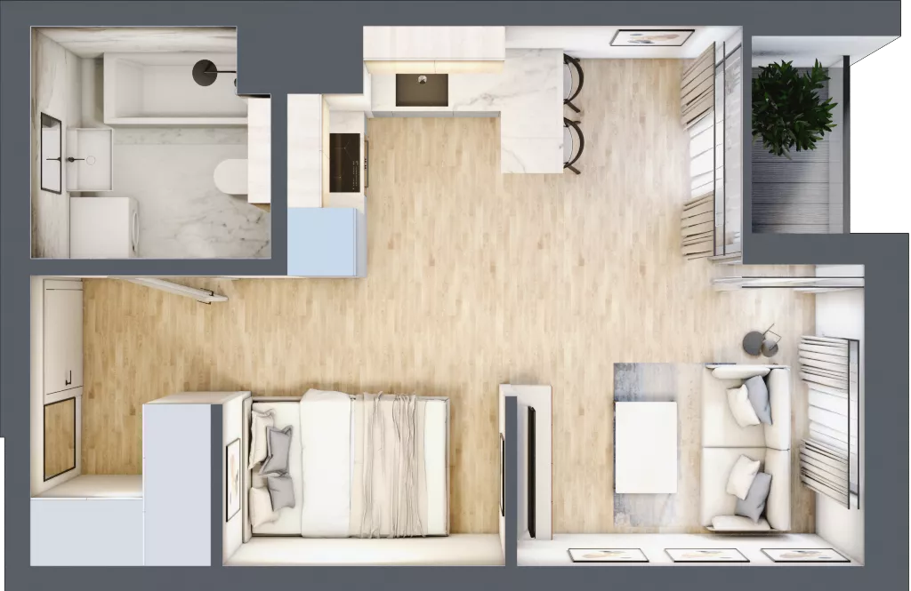1 pokój, mieszkanie 31,29 m², piętro 3, oferta nr G/34, DOKI Living - etap II, Gdańsk, Śródmieście, ul. Popiełuszki / Rybaki Górne