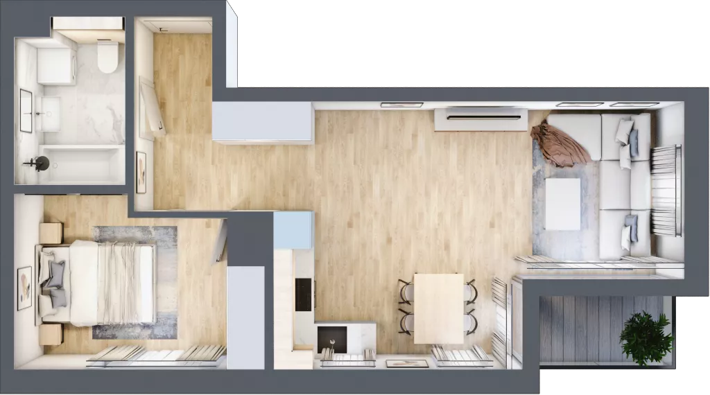 2 pokoje, mieszkanie 44,90 m², piętro 4, oferta nr G/46, DOKI Living - etap II, Gdańsk, Śródmieście, ul. Popiełuszki / Rybaki Górne