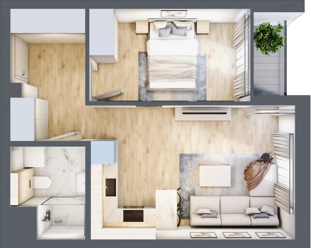 2 pokoje, mieszkanie 39,12 m², piętro 5, oferta nr G/48, DOKI Living - etap II, Gdańsk, Śródmieście, ul. Popiełuszki / Rybaki Górne