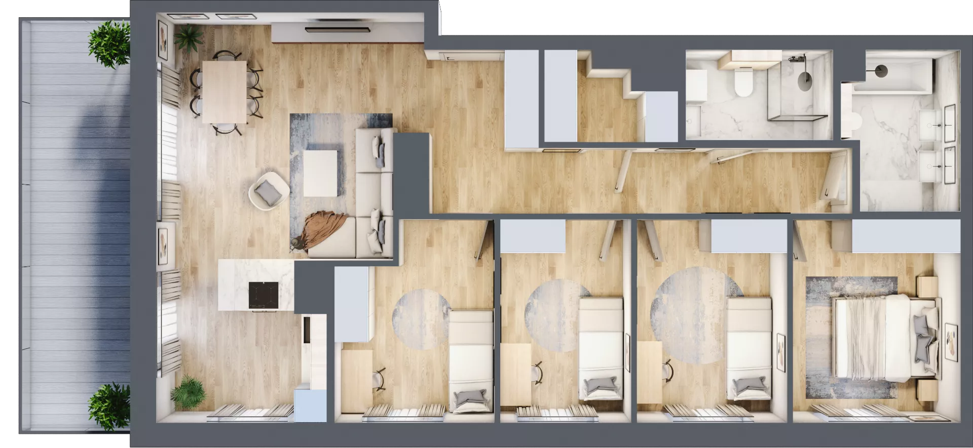 5 pokoi, mieszkanie 98,04 m², piętro 6, oferta nr G/59, DOKI Living - etap II, Gdańsk, Śródmieście, ul. Popiełuszki / Rybaki Górne
