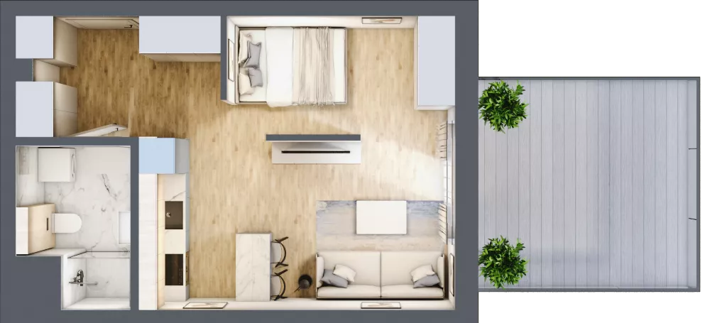 1 pokój, mieszkanie 34,58 m², piętro 1, oferta nr G/66, DOKI Living - etap II, Gdańsk, Śródmieście, ul. Popiełuszki / Rybaki Górne