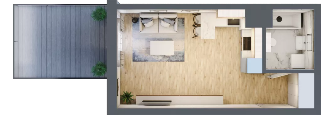 1 pokój, mieszkanie 29,44 m², piętro 1, oferta nr G/71, DOKI Living - etap II, Gdańsk, Śródmieście, ul. Popiełuszki / Rybaki Górne
