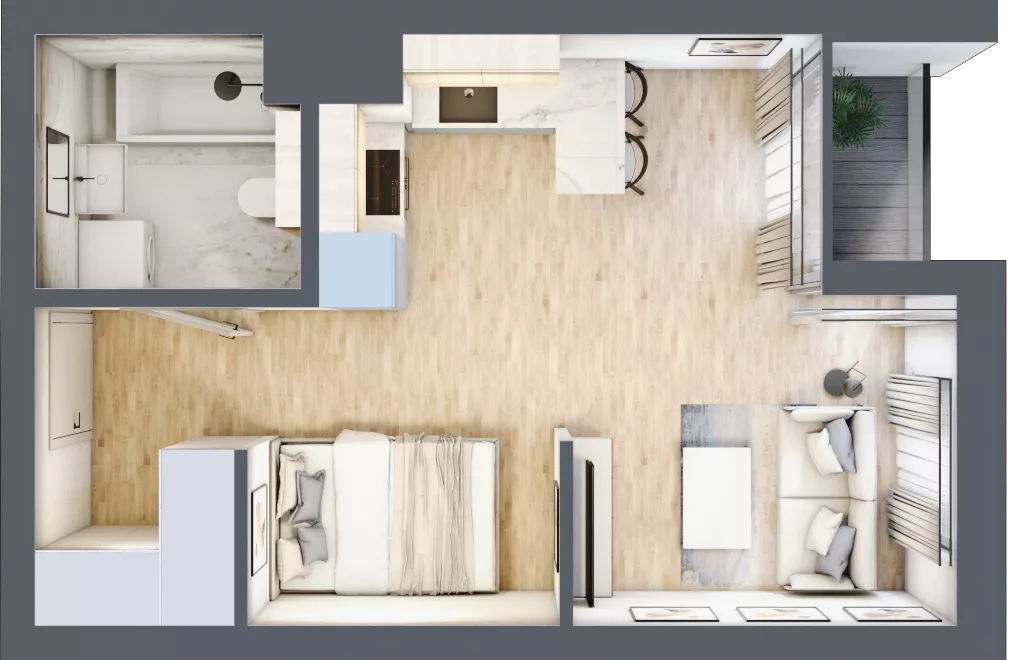 1 pokój, mieszkanie 31,00 m², piętro 1, oferta nr G/75, DOKI Living - etap II, Gdańsk, Śródmieście, ul. Popiełuszki / Rybaki Górne