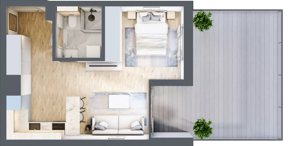 1 pokój, mieszkanie 35,62 m², piętro 1, oferta nr G/77, DOKI Living - etap II, Gdańsk, Śródmieście, ul. Popiełuszki / Rybaki Górne