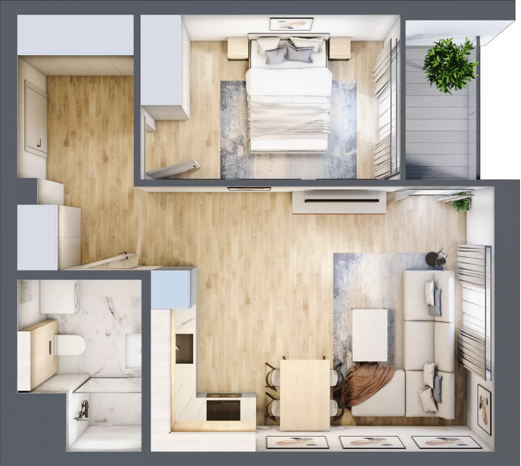 2 pokoje, mieszkanie 43,80 m², piętro 2, oferta nr G/78, DOKI Living - etap II, Gdańsk, Śródmieście, ul. Popiełuszki / Rybaki Górne