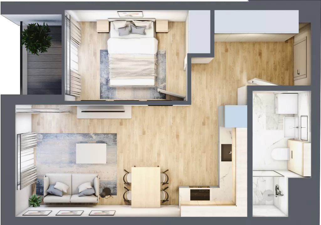 2 pokoje, mieszkanie 38,48 m², piętro 4, oferta nr G/104, DOKI Living - etap II, Gdańsk, Śródmieście, ul. Popiełuszki / Rybaki Górne