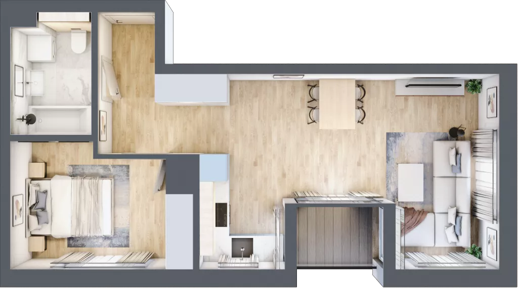 2 pokoje, mieszkanie 45,16 m², piętro 5, oferta nr G/124, DOKI Living - etap II, Gdańsk, Śródmieście, ul. Popiełuszki / Rybaki Górne