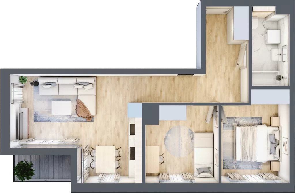 3 pokoje, mieszkanie 55,94 m², piętro 6, oferta nr G/127, DOKI Living - etap II, Gdańsk, Śródmieście, ul. Popiełuszki / Rybaki Górne
