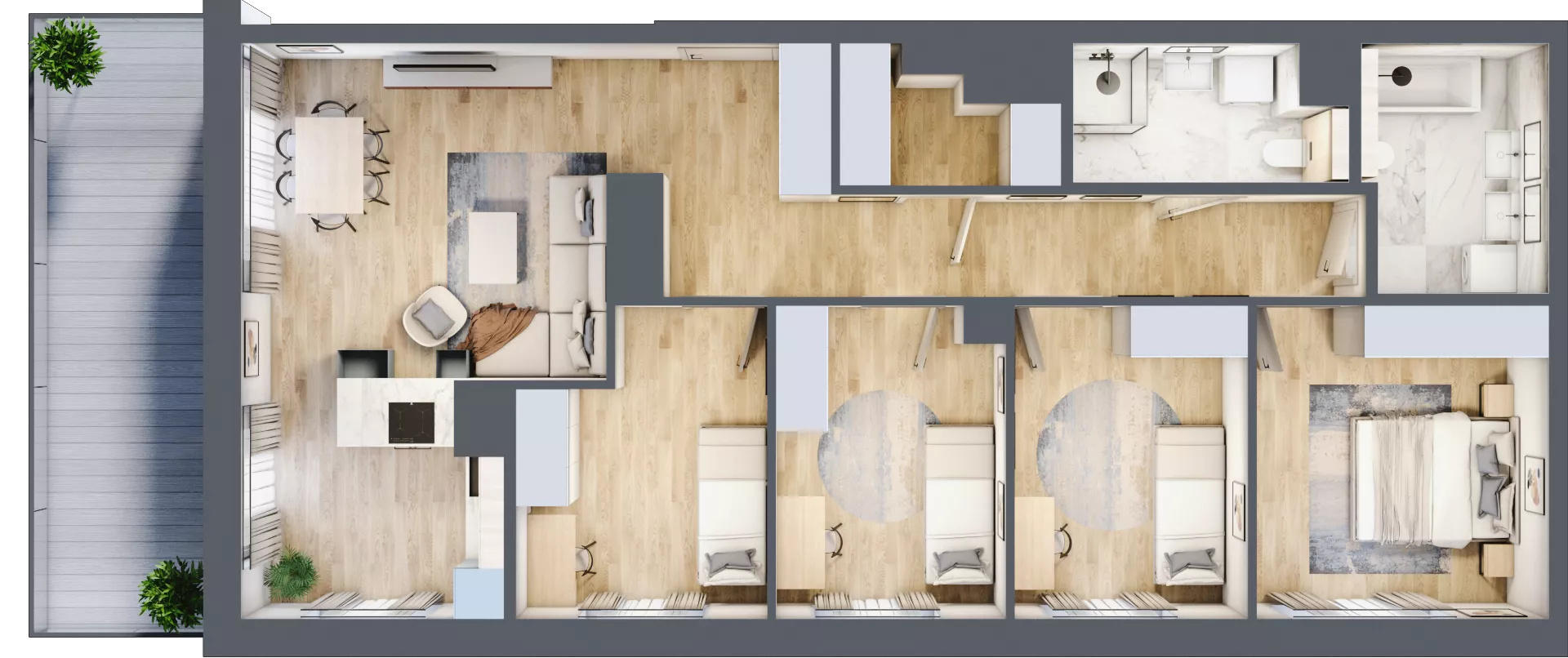 5 pokoi, mieszkanie 99,38 m², piętro 7, oferta nr G/137, DOKI Living - etap II, Gdańsk, Śródmieście, ul. Popiełuszki / Rybaki Górne