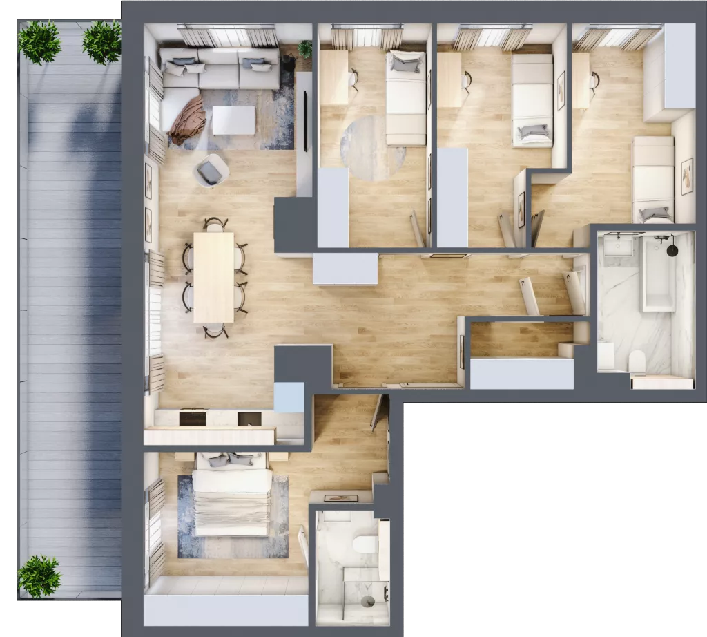 5 pokoi, mieszkanie 97,38 m², piętro 7, oferta nr G/138, DOKI Living - etap II, Gdańsk, Śródmieście, ul. Popiełuszki / Rybaki Górne