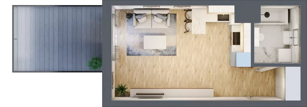 1 pokój, mieszkanie 29,44 m², piętro 1, oferta nr G/151, DOKI Living - etap II, Gdańsk, Śródmieście, ul. Popiełuszki / Rybaki Górne