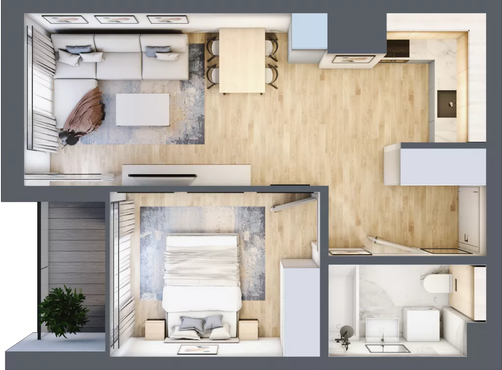 2 pokoje, mieszkanie 39,14 m², piętro 4, oferta nr G/187, DOKI Living - etap II, Gdańsk, Śródmieście, ul. Popiełuszki / Rybaki Górne