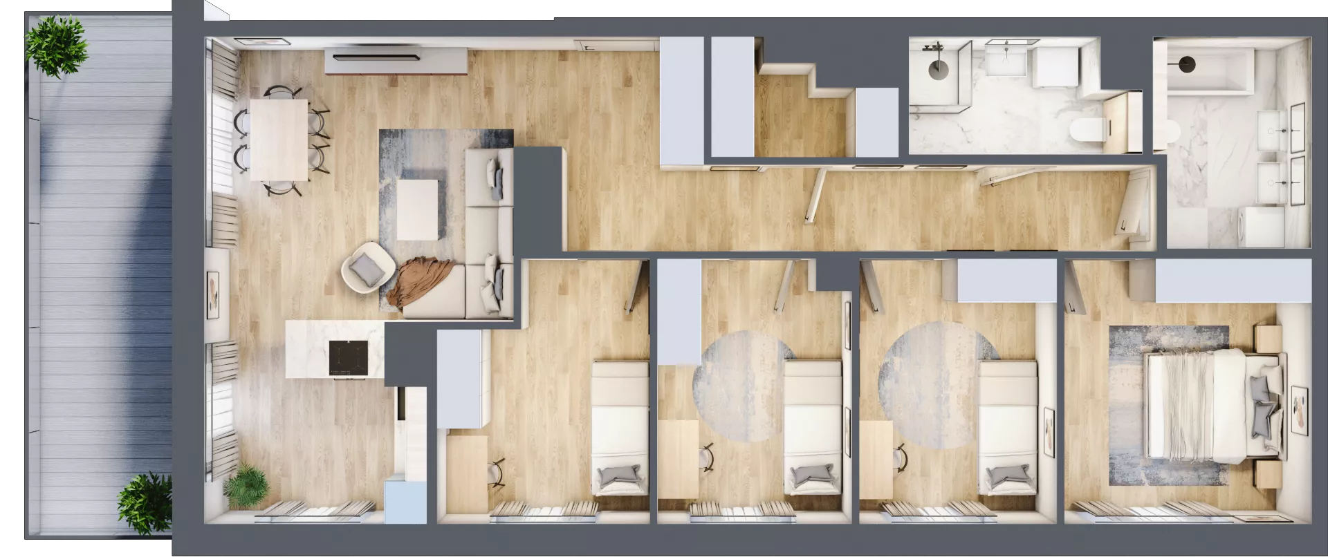 5 pokoi, mieszkanie 99,38 m², piętro 7, oferta nr G/217, DOKI Living - etap II, Gdańsk, Śródmieście, ul. Popiełuszki / Rybaki Górne