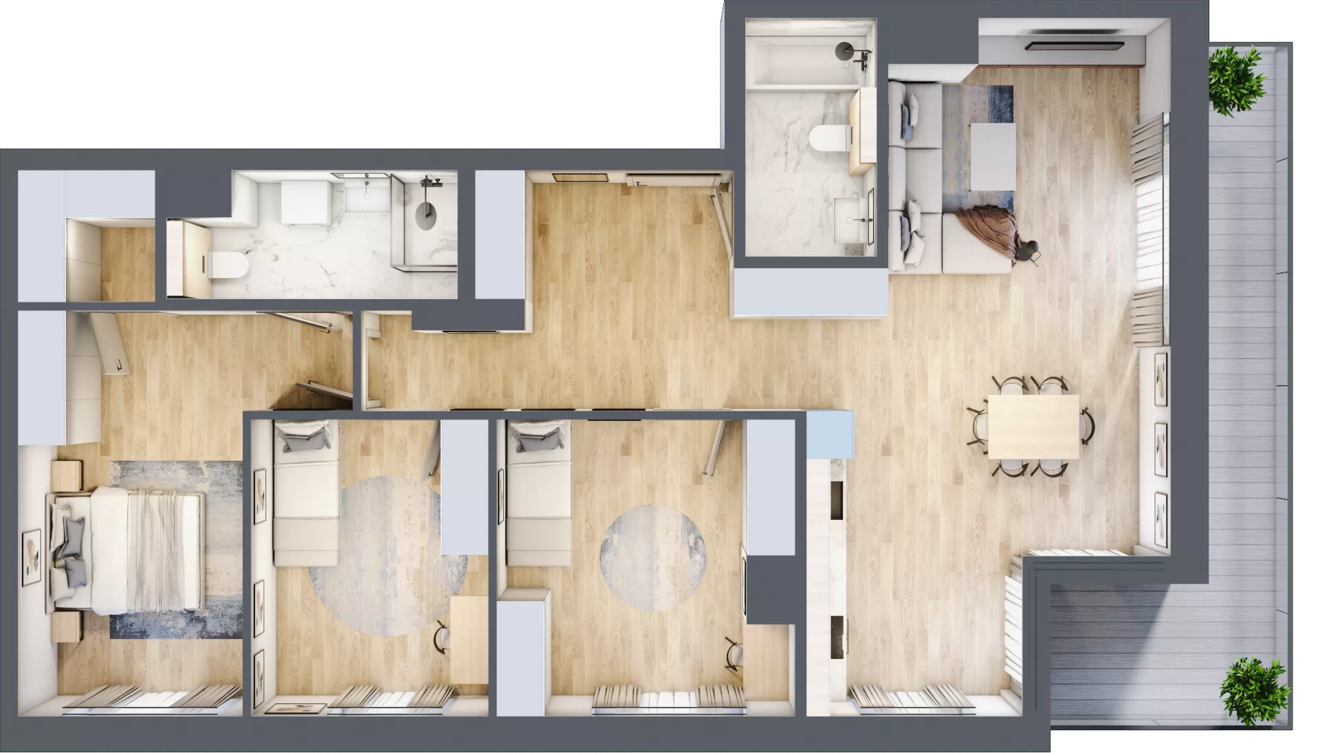 4 pokoje, mieszkanie 99,86 m², piętro 7, oferta nr G/221, DOKI Living - etap II, Gdańsk, Śródmieście, ul. Popiełuszki / Rybaki Górne