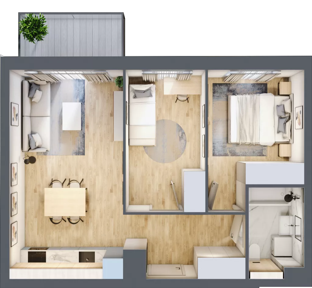 3 pokoje, mieszkanie 51,09 m², piętro 1, oferta nr B4/30, Osiedle przy Błoniach 3 - etap II, Rumia, Janowo, ul. Błoń Janowskich