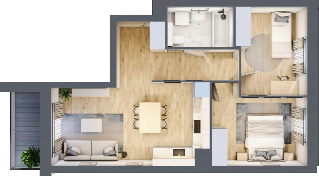 3 pokoje, mieszkanie 54,63 m², piętro 3, oferta nr B4/46, Osiedle przy Błoniach 3 - etap II, Rumia, Janowo, ul. Błoń Janowskich