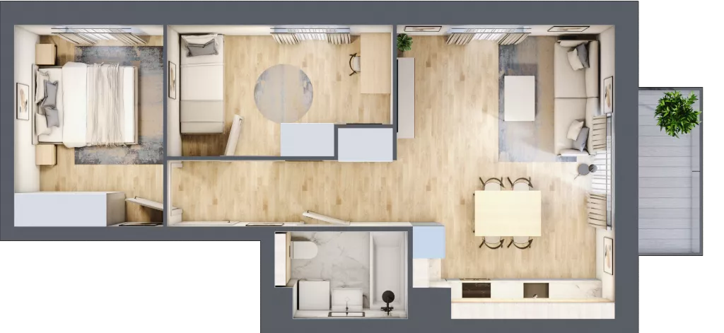 3 pokoje, mieszkanie 51,44 m², piętro 4, oferta nr B4/68, Osiedle przy Błoniach 3 - etap II, Rumia, Janowo, ul. Błoń Janowskich