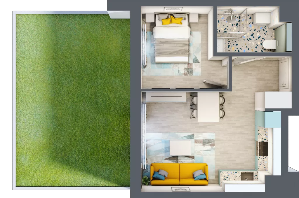 2 pokoje, mieszkanie 35,68 m², parter, oferta nr B1/5, Leśna Góra, Gdańsk, Brętowo, Niedźwiednik, ul. Leśna Góra